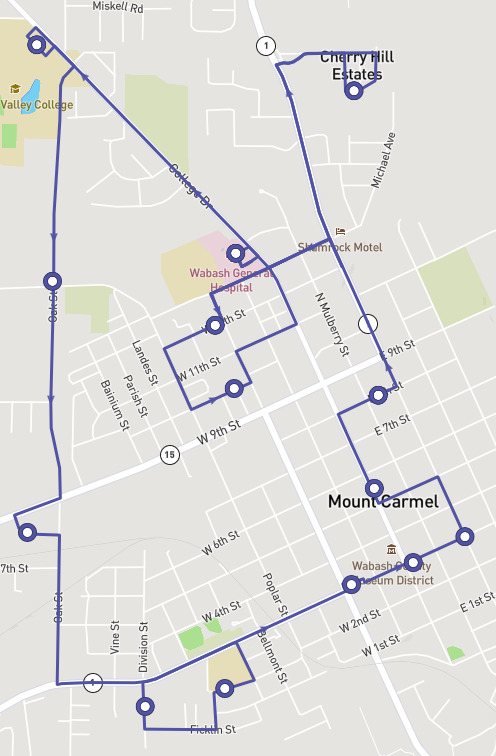 Mt. Carmel Golden Aces Route Map